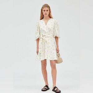 CLAUDIE PIERLOT Mini Short Wrap Around Floral Mimosa Dress Size 34 (US 4)